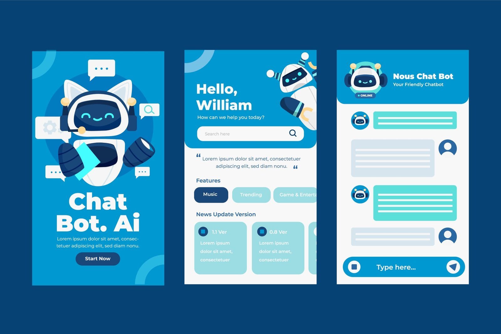 Ilustração de um chatbot AI interagindo com usuários em uma interface digital moderna, destacando o uso da inteligência artificial no atendimento ao cliente.