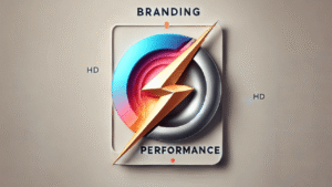 Ícone representando a integração entre Branding e Performance com design moderno e cores vibrantes, simbolizando a união de estratégia e resultado no marketing digital da Agência Mais Resultado.