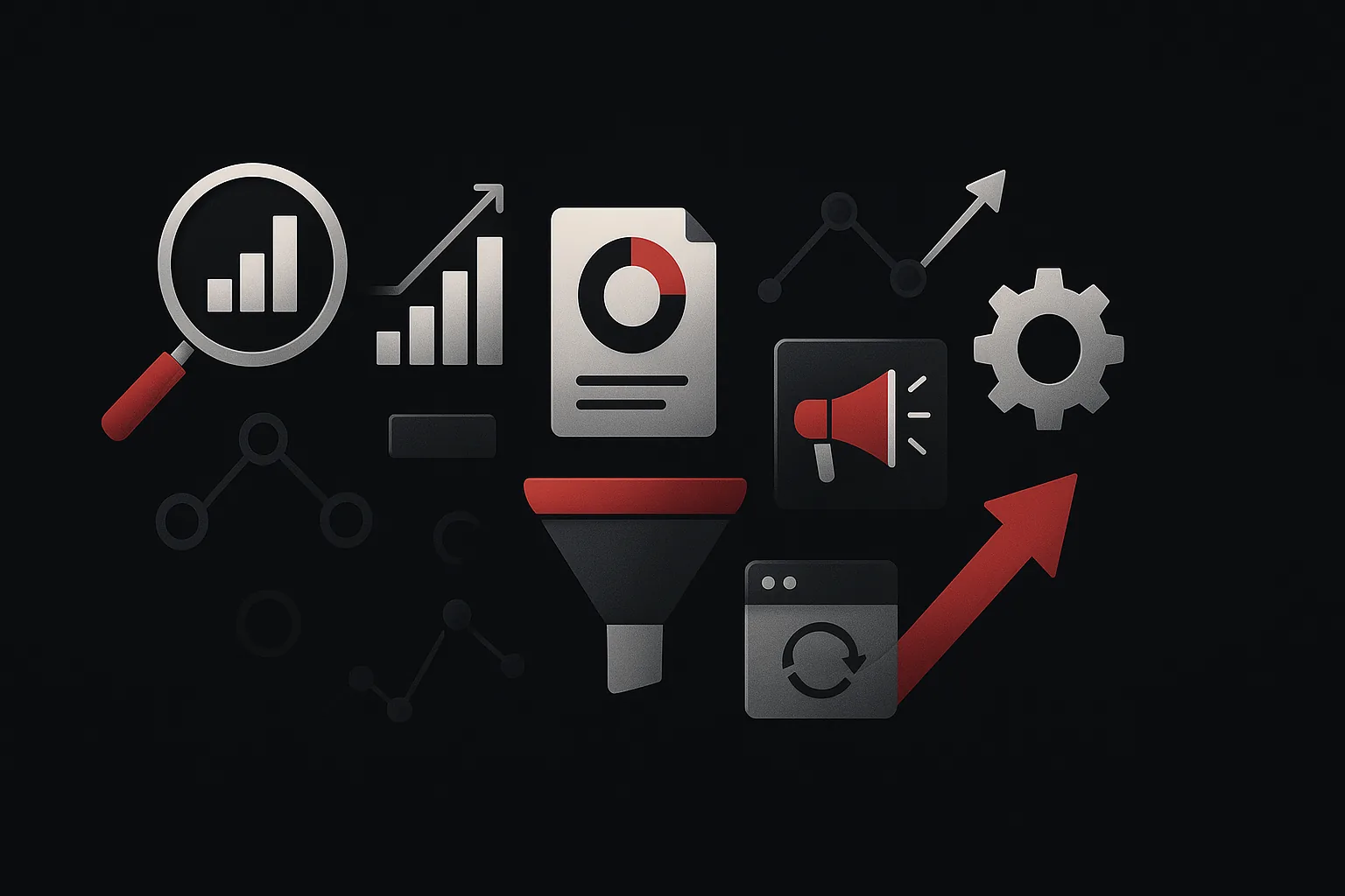 Ilustração estratégica sobre presença digital b2b