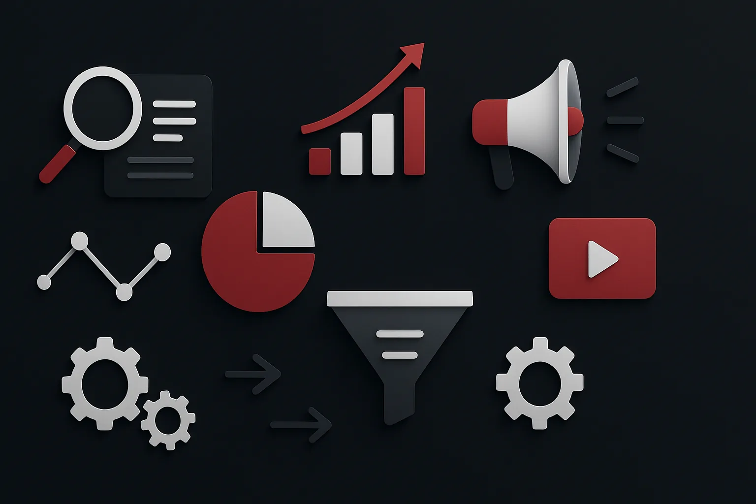Ilustração estratégica sobre marketing digital para indústrias