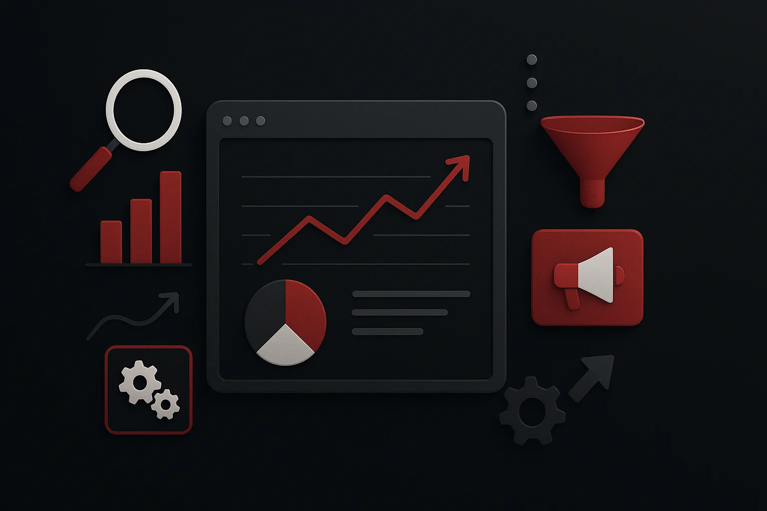 Ilustração estratégica sobre dashboard de marketing
