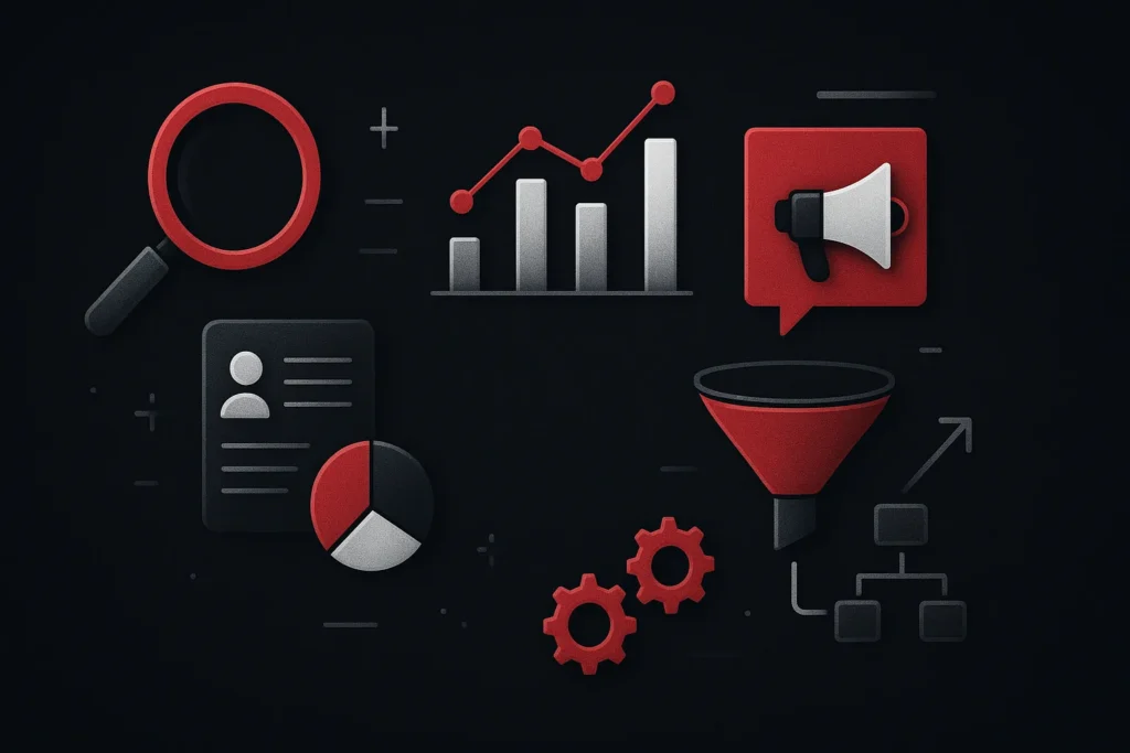 Ilustração estratégica sobre marketing para vendas consultivas