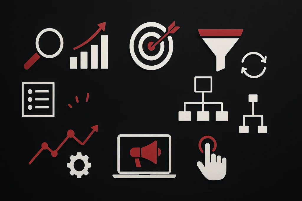 Ilustração estratégica sobre metas de marketing empresarial