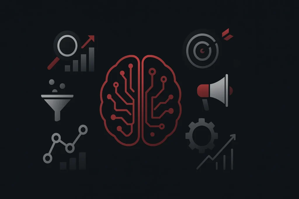 Ilustração estratégica sobre marketing preditivo com ia