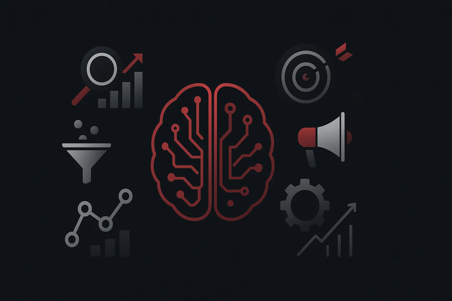 Ilustração estratégica sobre marketing preditivo com ia