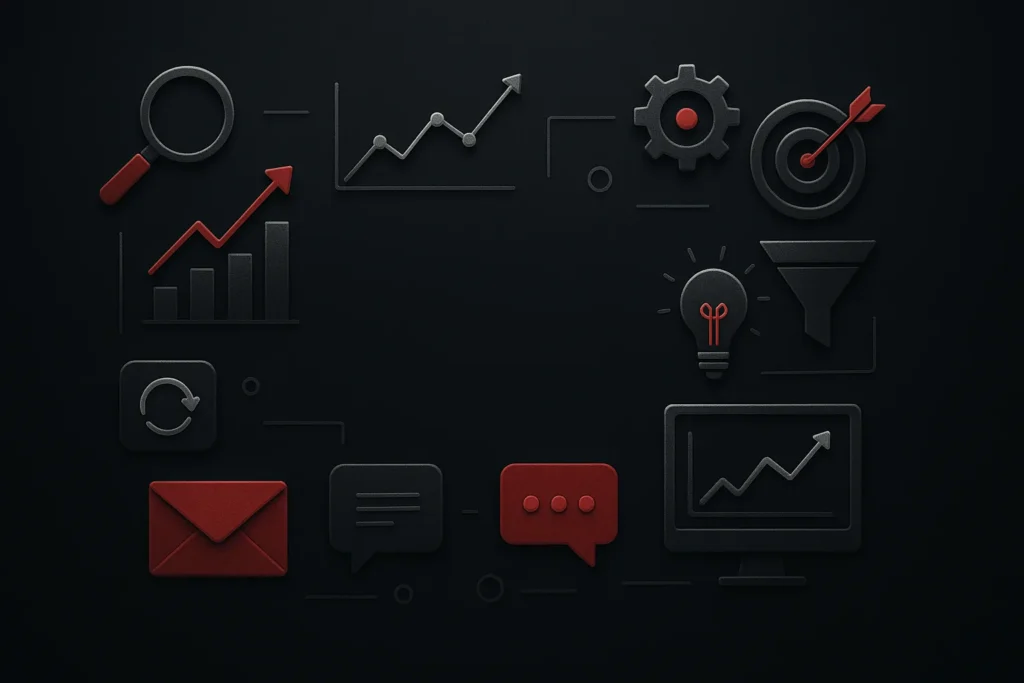 Ilustração estratégica sobre ia para produtividade comercial e marketing