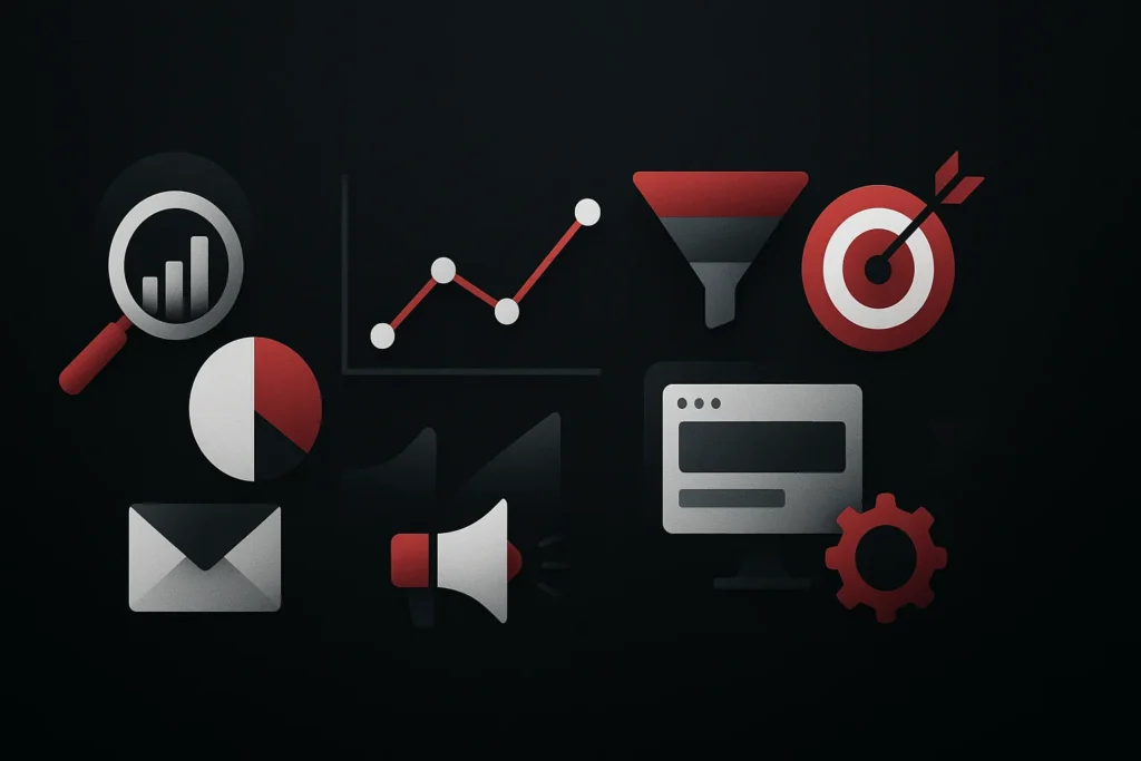 Painel de indicadores de marketing e desempenho